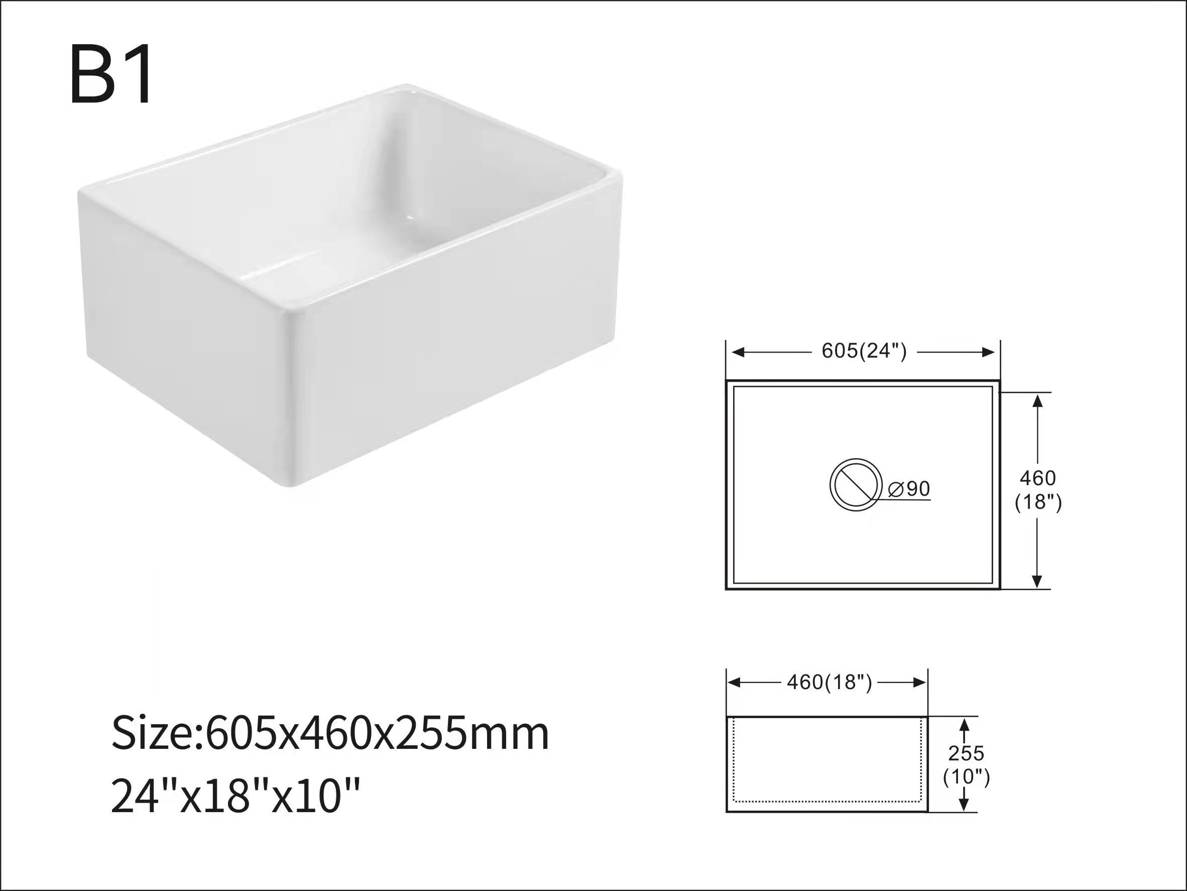 Francesco Semi-Embedded Ceramic Sink, Single Trough Vegetable Basin