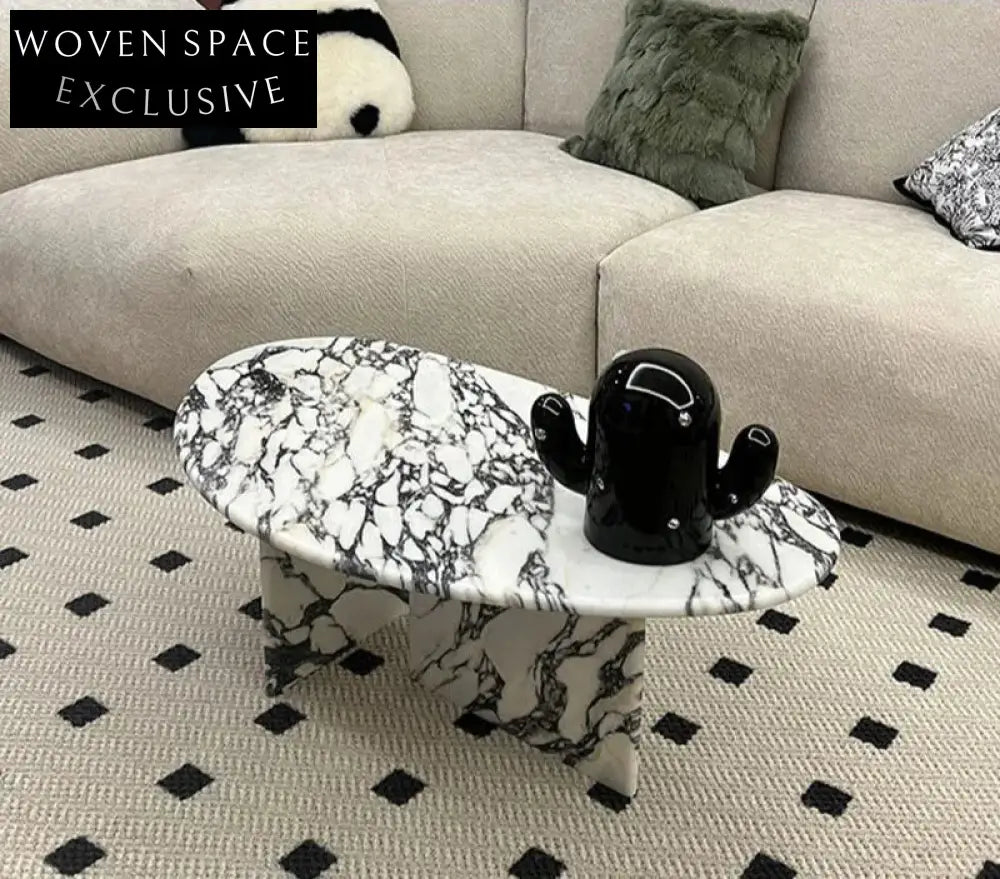 TOSTONE Elegant Natural Calacatta Viola Marble Oval Waterproof Coffee Table