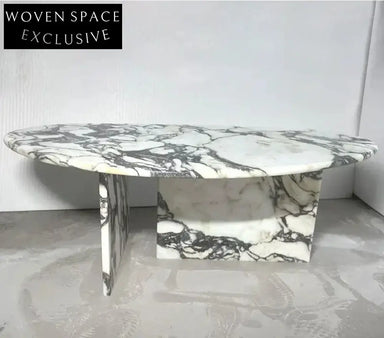 TOSTONE Elegant Natural Calacatta Viola Marble Oval Waterproof Coffee Table
