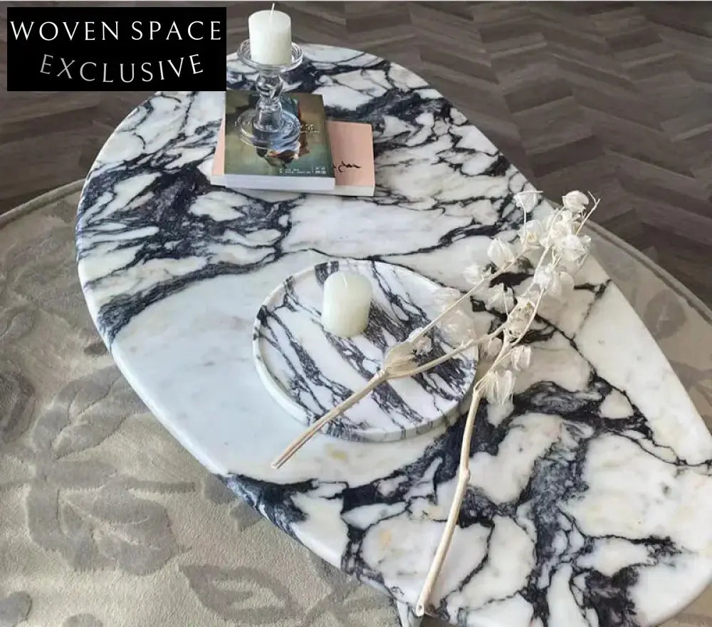TOSTONE Elegant Natural Calacatta Viola Marble Oval Waterproof Coffee Table