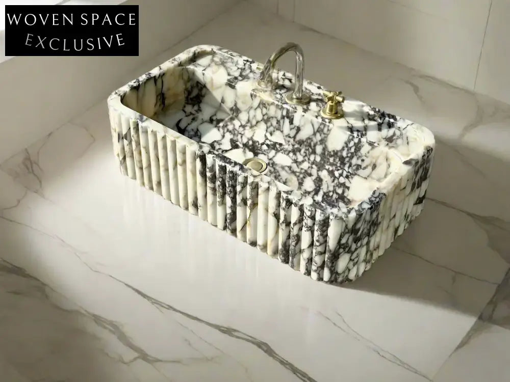 Calacatta Viola marble sink ribbed 3 Sides
