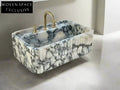 Calacatta Viola marble sink ribbed 3 Sides