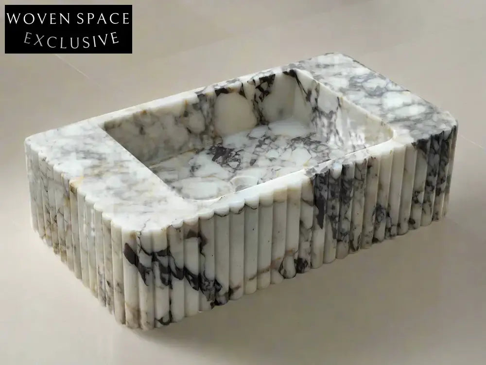 Calacatta Viola marble sink ribbed 3 Sides