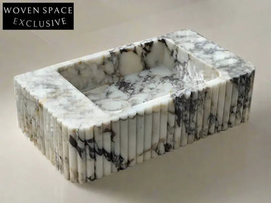 Calacatta Viola marble sink ribbed 3 Sides