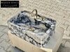 Calacatta Viola marble sink ribbed 3 Sides