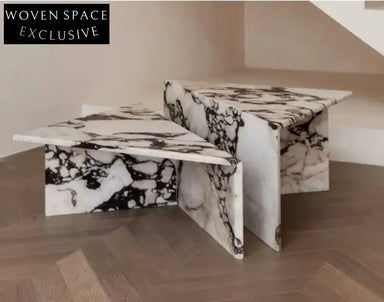 Tostone Elegant Calacatta Viola Marble Triangle Coffee Table for Modern Homes