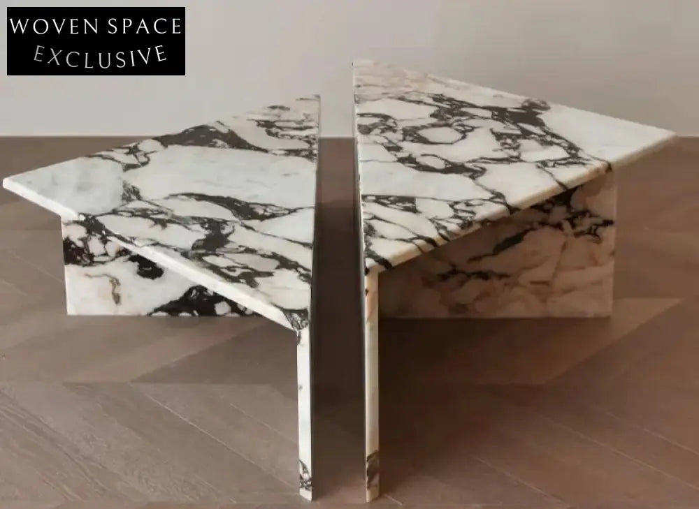 Tostone Elegant Calacatta Viola Marble Triangle Coffee Table for Modern Homes