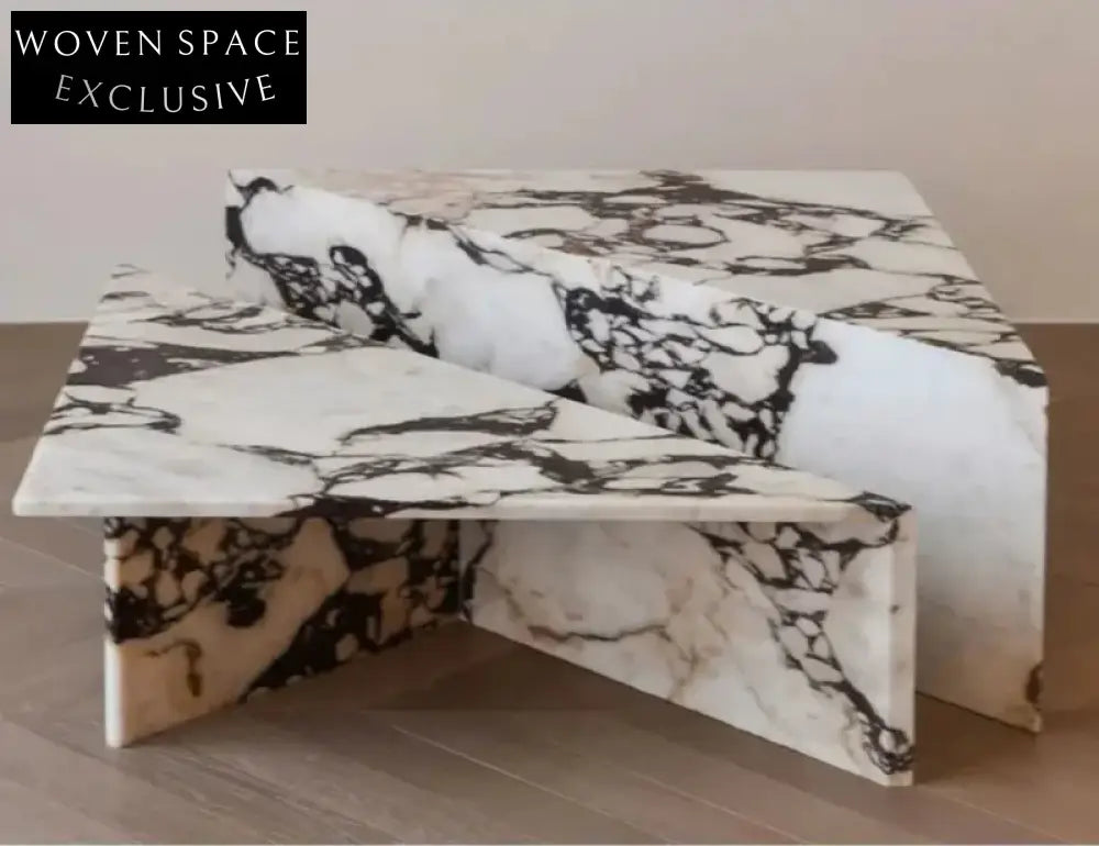 Tostone Elegant Calacatta Viola Marble Triangle Coffee Table for Modern Homes