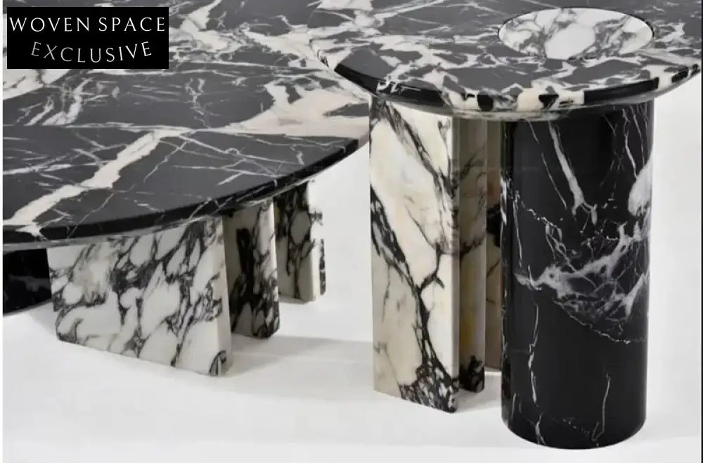 Tostone Calacatta Viola Black Natural Marble Coffee Table Luxury Home Decor