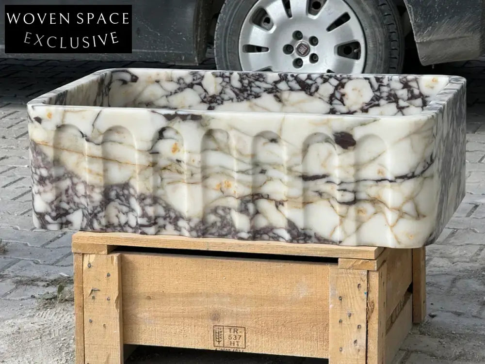 Carlo Viola Marble Sink Farmhouse Vanity Trendy Bathroom Basin