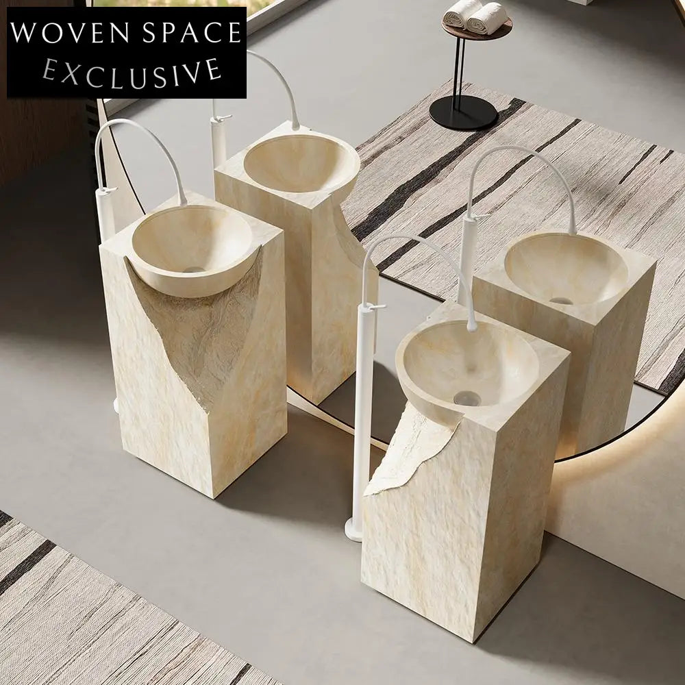 Caroline White Cave Stone Pedestal Basin