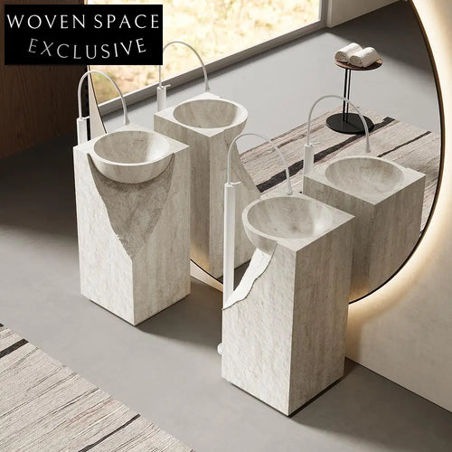 Caroline White Cave Stone Pedestal Basin
