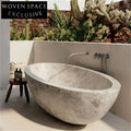 Carrara Marble Free Standing Bathtub – Luxury Natural Stone Design Style 1