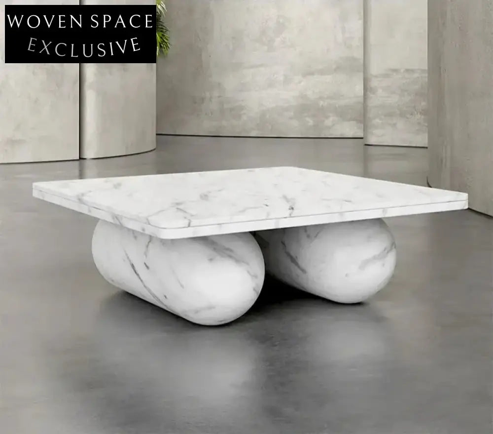 Elegant Carrara White Marble Rectangle Coffee Table for Modern Living Spaces
