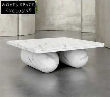 Elegant Carrara White Marble Rectangle Coffee Table for Modern Living Spaces
