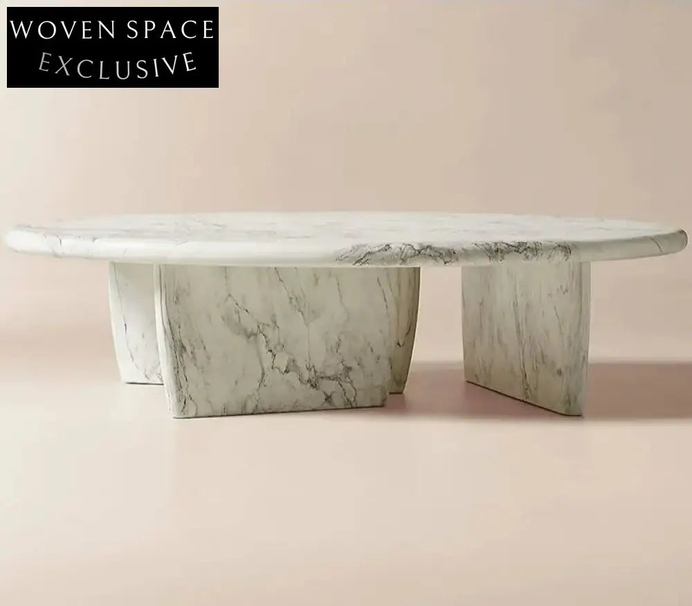 Luxury White Carrara Marble Coffee Table: Elegant Rectangle Design, Durable Stone Finish