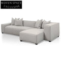 Casey 3 Seater Right Chaise Fabric Sofa - Sterling Sand Chaise Sofa