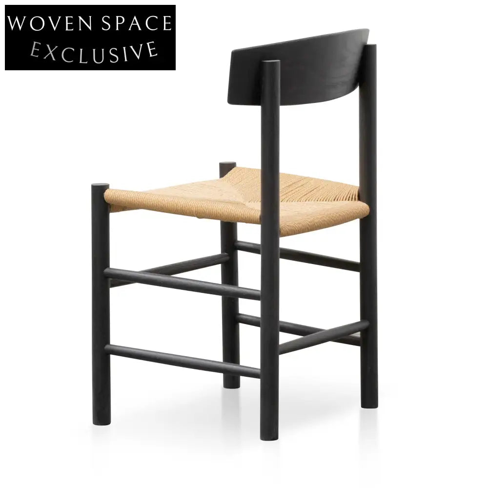 CDC6621-OW Rattan Black Dining Chair - Natural Seat (Set of 2) Dining Chairs