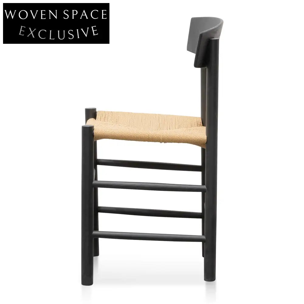 CDC6621-OW Rattan Black Dining Chair - Natural Seat (Set of 2) Dining Chairs