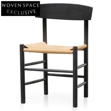 CDC6621-OW Rattan Black Dining Chair - Natural Seat (Set of 2) Dining Chairs