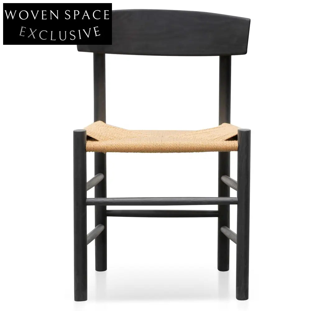 CDC6621-OW Rattan Black Dining Chair - Natural Seat (Set of 2) Dining Chairs