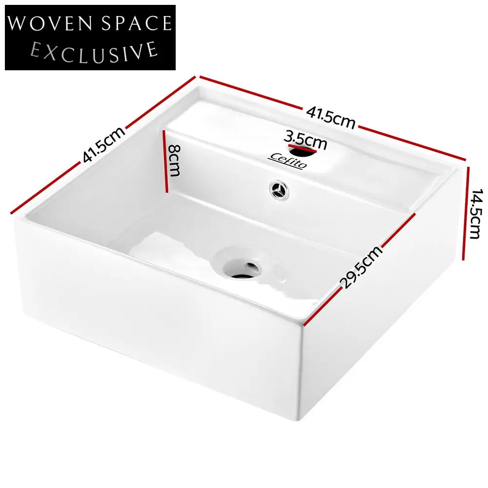 Cefito Bathroom Basin Ceramic Vanity Sink 41x41cm Basins
