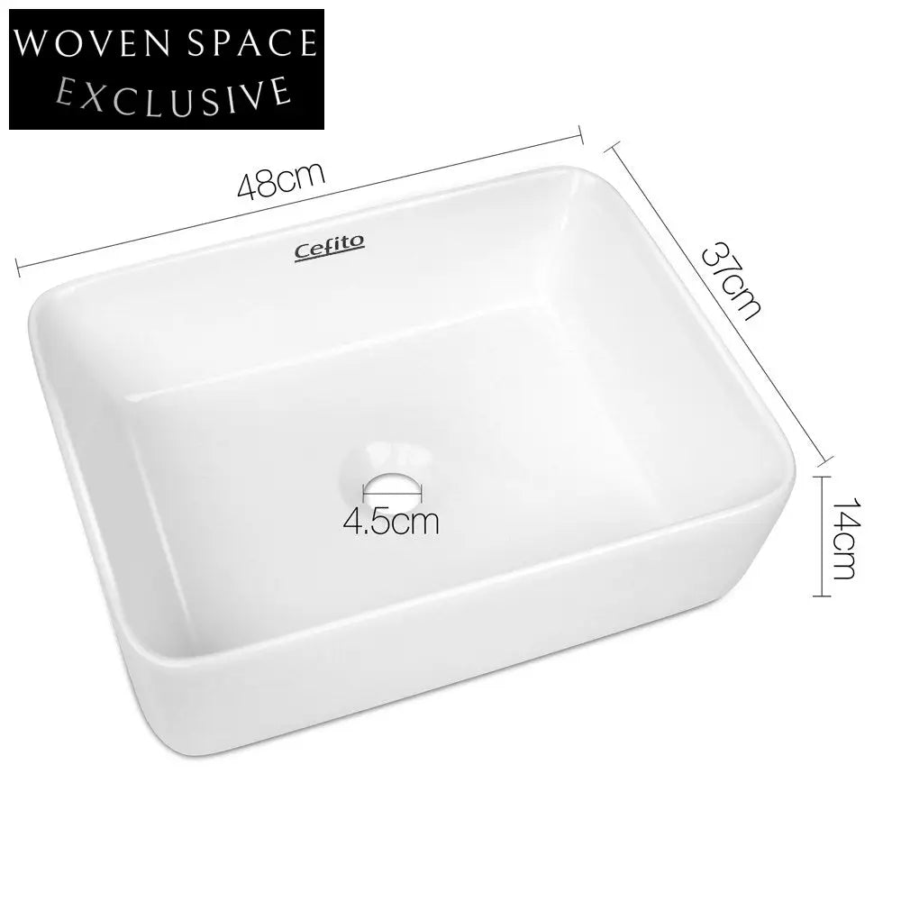 Cefito Bathroom Basin Ceramic Vanity Sink 48x37cm White Basins