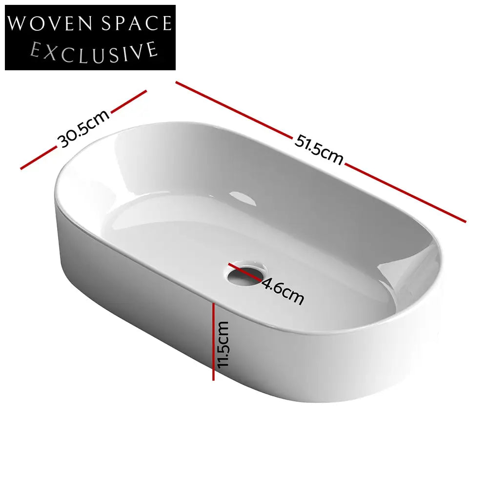 Cefito Bathroom Basin Ceramic Vanity Sink 52x31cm Basins