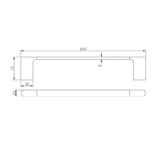 AU Series Brushed Brass Single Towel Rail 800mm