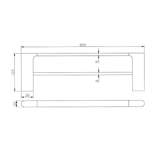 AU Series Double Towel Rail 800mm