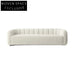 Channeled White Boucle Sofa - Solid Wood Frame, Plush Living Room Couch