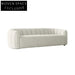 Channeled White Boucle Sofa - Solid Wood Frame, Plush Living Room Couch