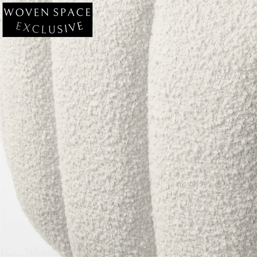 Channeled White Boucle Sofa - Solid Wood Frame, Plush Living Room Couch