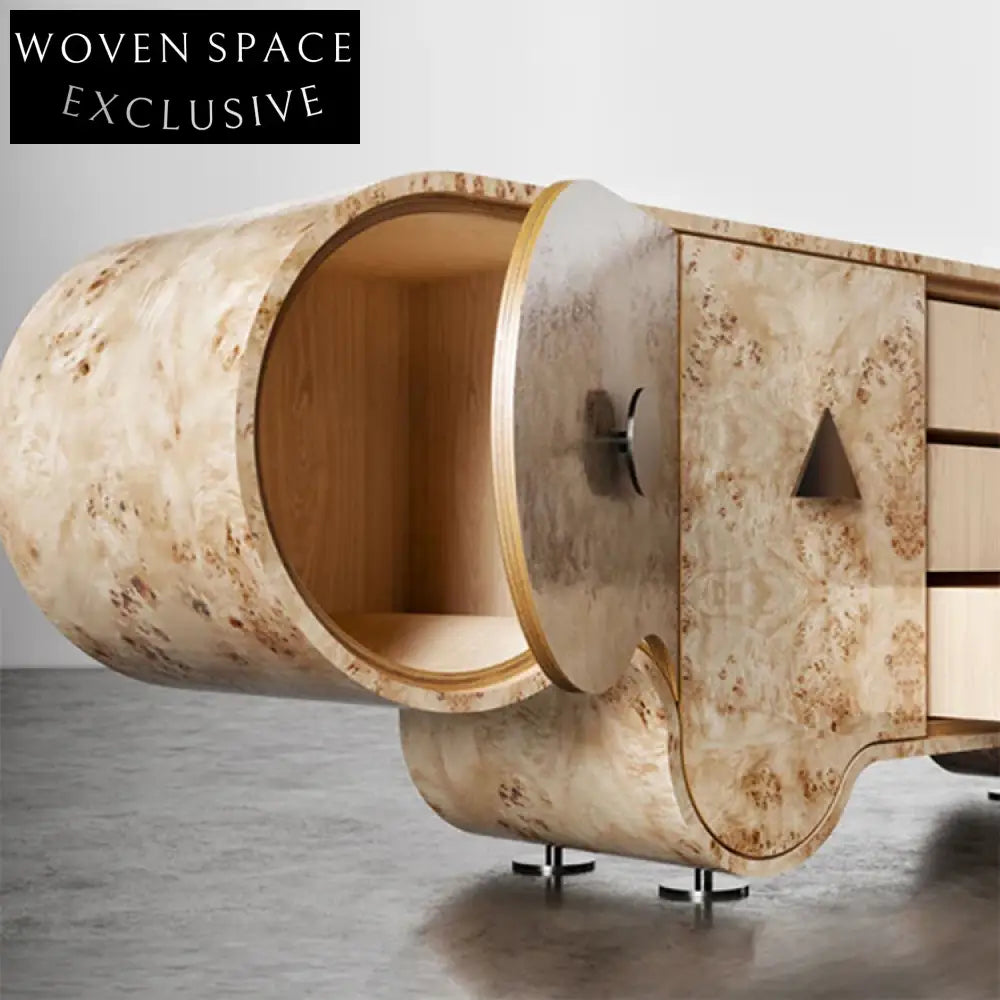 Charming Antique Design Solid Wood Living Room Storage Cabinet with Steel Base