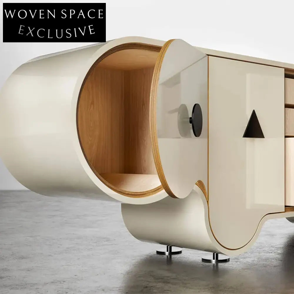 Charming Antique Design Solid Wood Living Room Storage Cabinet with Steel Base