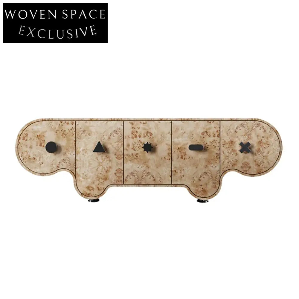 Charming Antique Design Solid Wood Living Room Storage Cabinet with Steel Base