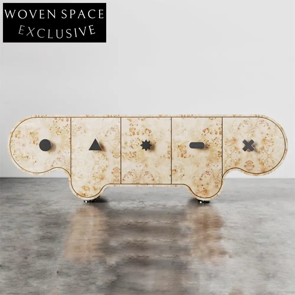 Charming Antique Design Solid Wood Living Room Storage Cabinet with Steel Base