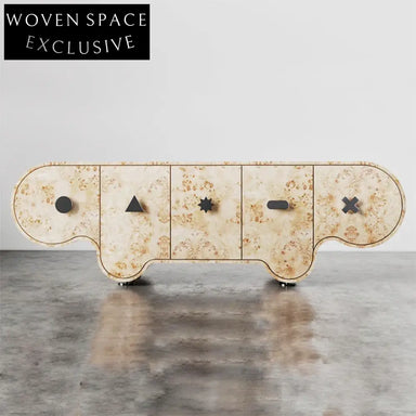 Charming Antique Design Solid Wood Living Room Storage Cabinet with Steel Base