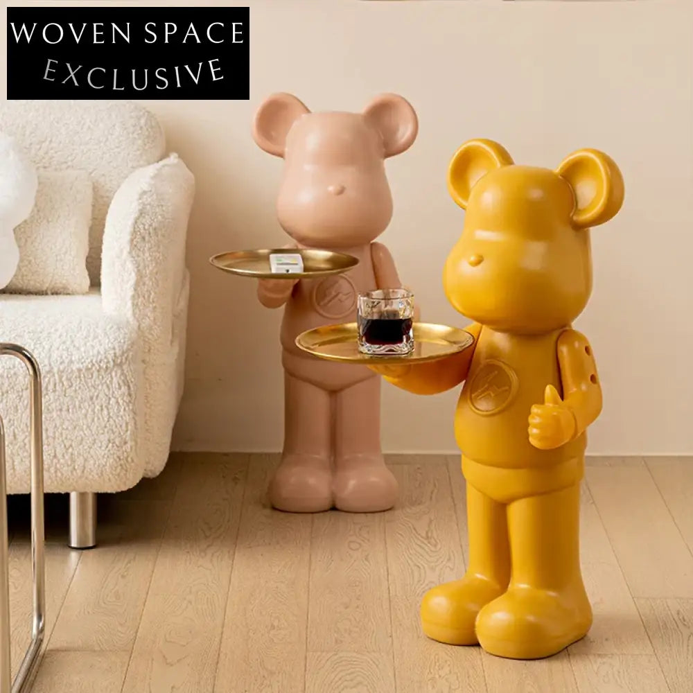 Charming Artist Bear Plastic Floor Ornament - Modern Home Decor Party Statue