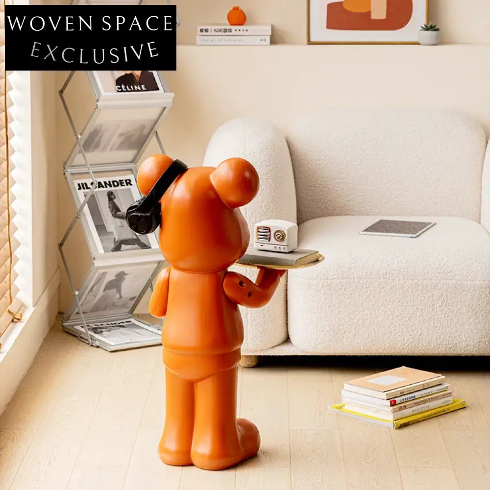 Charming Artist Bear Plastic Floor Ornament - Modern Home Decor Party Statue