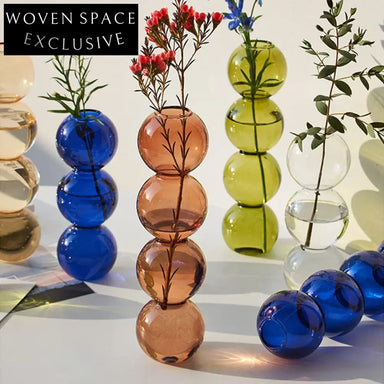 Charming Glass Flower Vase Set: Modern Candy Color Home Decor Accent Piece