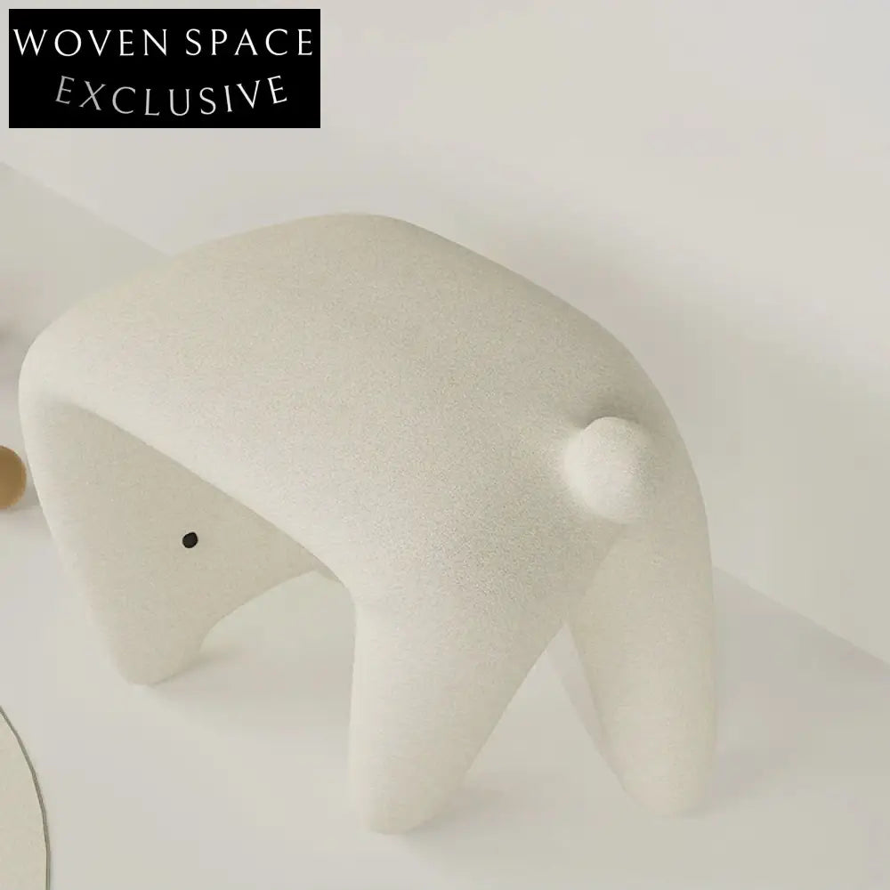 Charming Lamb Wool Bear Ottoman Stool for Kids Living Room Reading