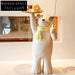 Charming Nordic Bear Statue Floor Ornament with Integrated Tray Resin Home Decor
