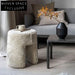 Charming Nordic Lamb Wool Boucle Ottoman, Soft Sponge Living Room Stool