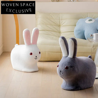 Charming Nordic Velvet Animal Rabbit Kids Stool Chair for Playroom & Living Room