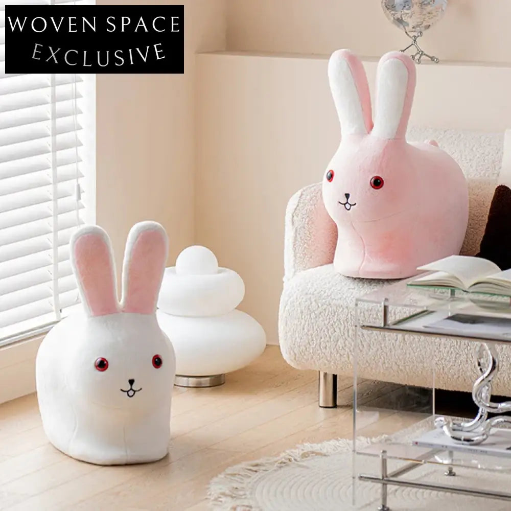 Charming Nordic Velvet Animal Rabbit Kids Stool Chair for Playroom & Living Room