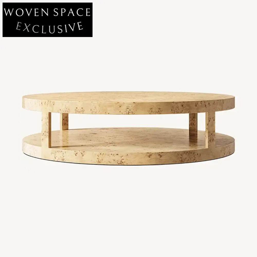 Charming Retro Rustic Two-Tier Round Wooden Coffee Table for Modern Homes
