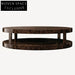 Charming Retro Rustic Two-Tier Round Wooden Coffee Table for Modern Homes