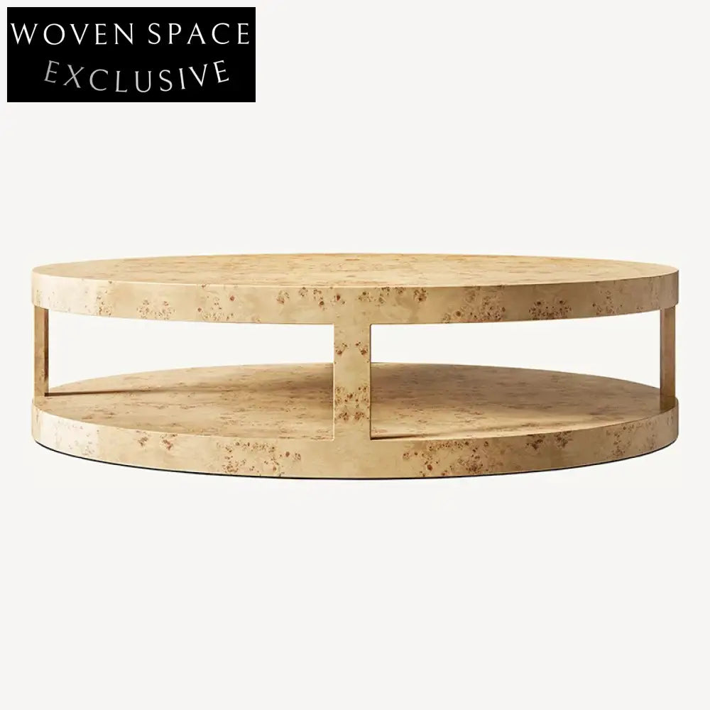 Charming Retro Rustic Two-Tier Round Wooden Coffee Table for Modern Homes