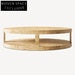 Charming Retro Rustic Two-Tier Round Wooden Coffee Table for Modern Homes
